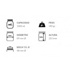 Botella de vidrio con tapa rosca (500ml - 1000ml)