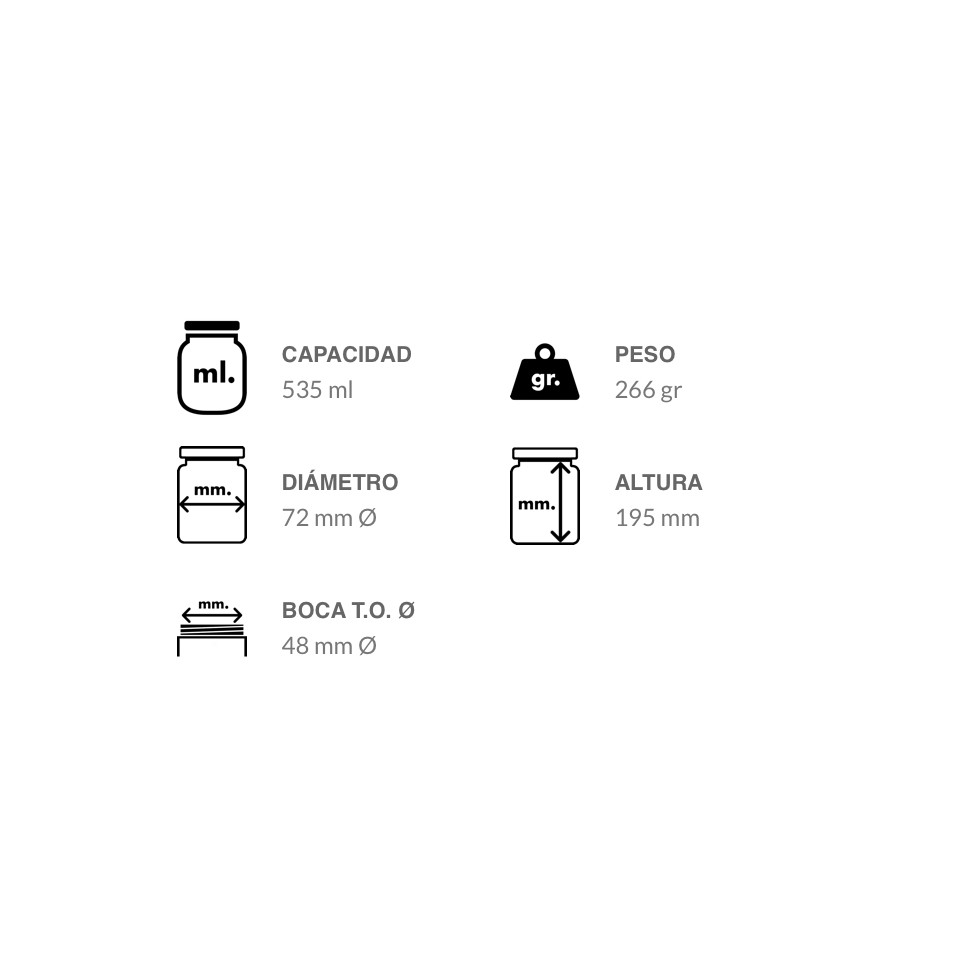 Botella de vidrio con tapa rosca (500ml - 1000ml)